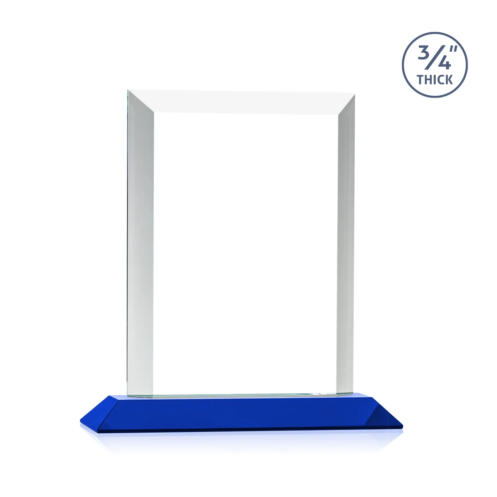 Custom printed Three-Quarter-Inch Starfire Rectangle with Bevel-Framed Window, awards for volunteer appreciation