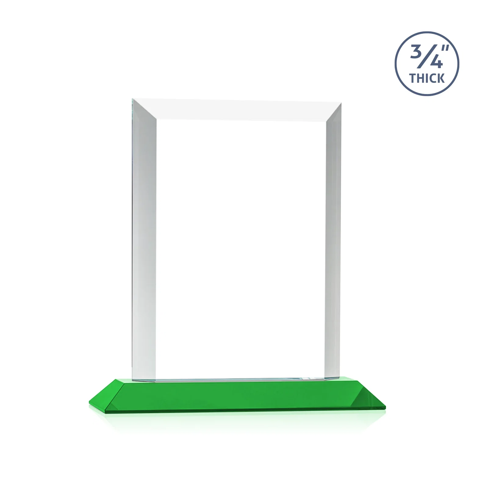 Customized Three-Quarter-Inch Starfire Rectangle with Bevel-Framed Window, awards for employee recognition