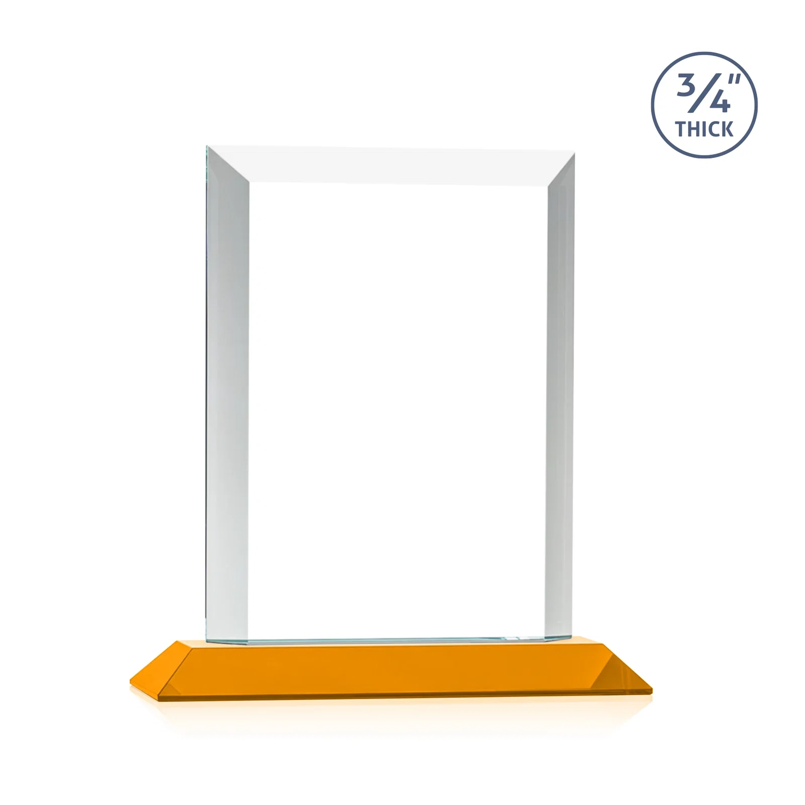 Customized Three-Quarter-Inch Starfire Rectangle with Bevel-Framed Window, awards for team milestone celebrations