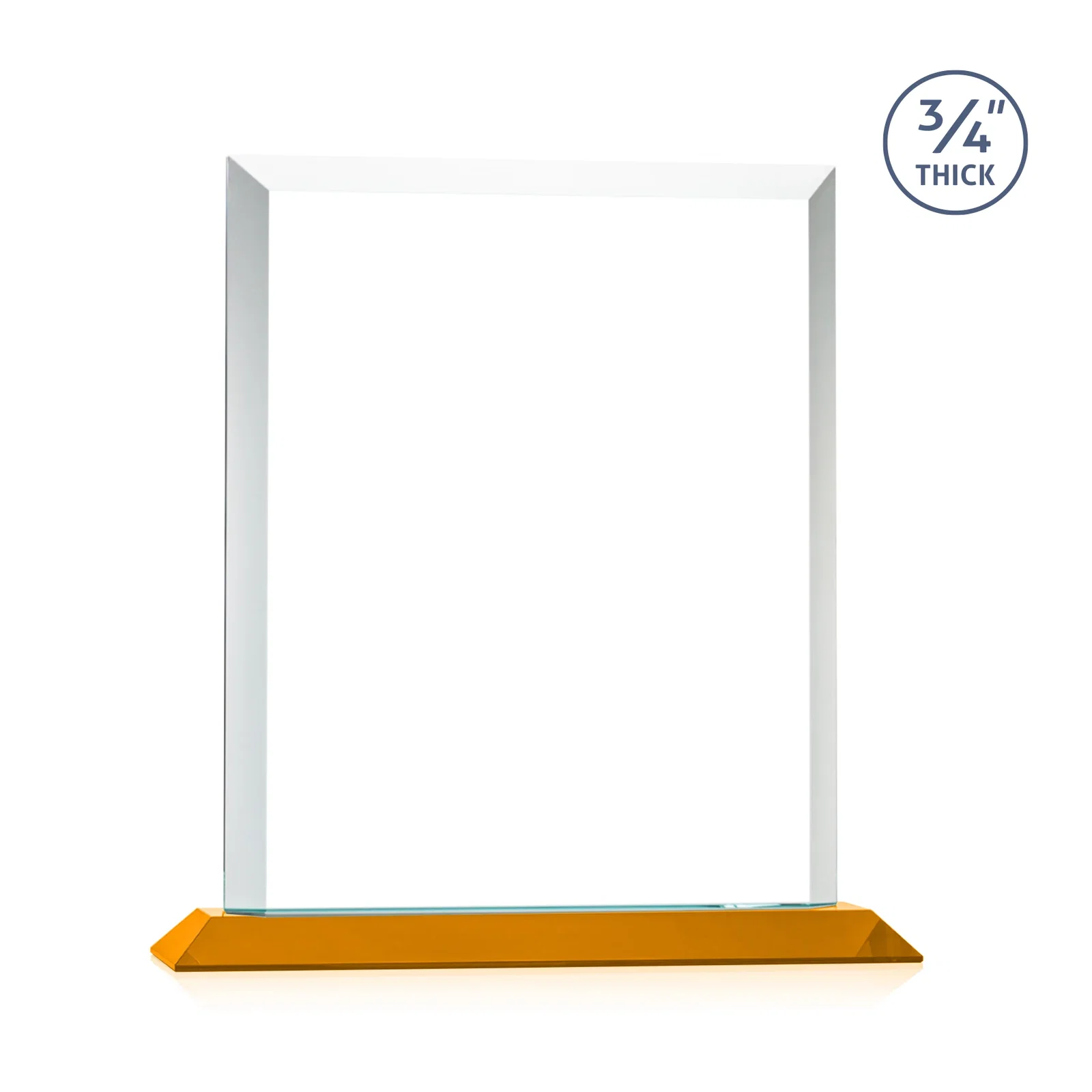 Customized Three-Quarter-Inch Starfire Rectangle with Bevel-Framed Window, awards for donor appreciation