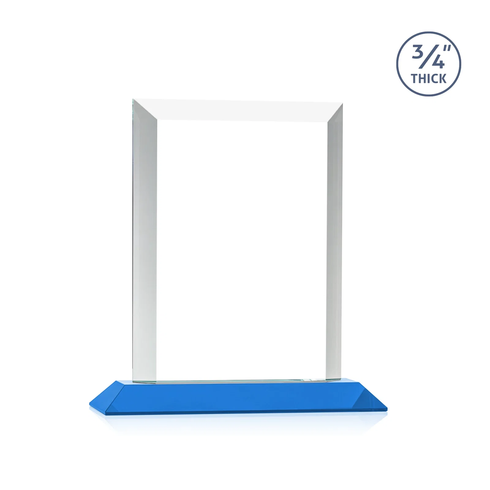 Custom engraved Three-Quarter-Inch Starfire Rectangle with Bevel-Framed Window, awards for employee recognition