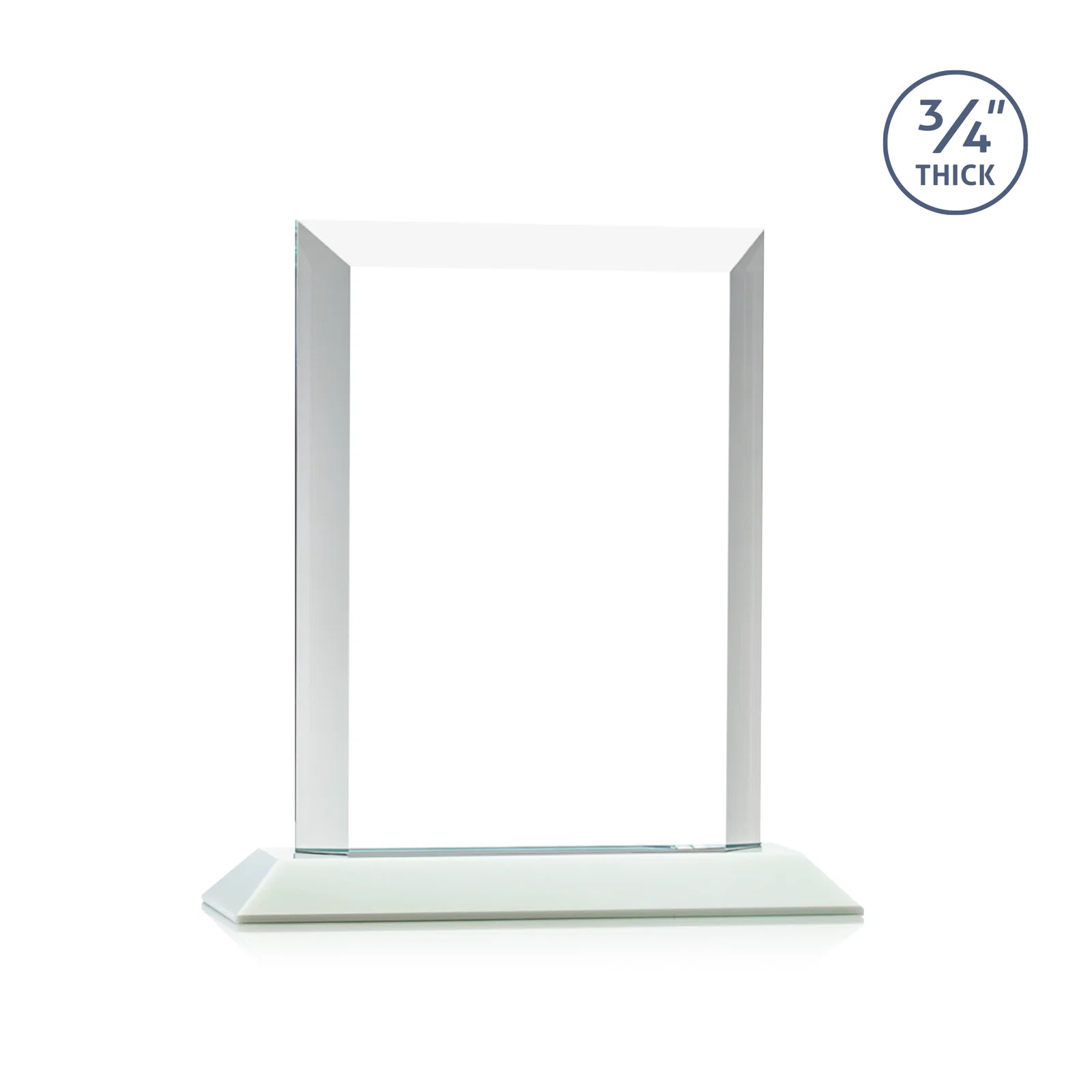 Custom engraved Three-Quarter-Inch Starfire Rectangle with Bevel-Framed Window, awards for retirement presentations