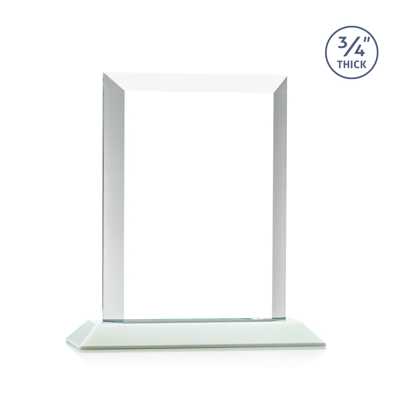 Custom engraved Three-Quarter-Inch Starfire Rectangle with Bevel-Framed Window, awards for team milestone celebrations
