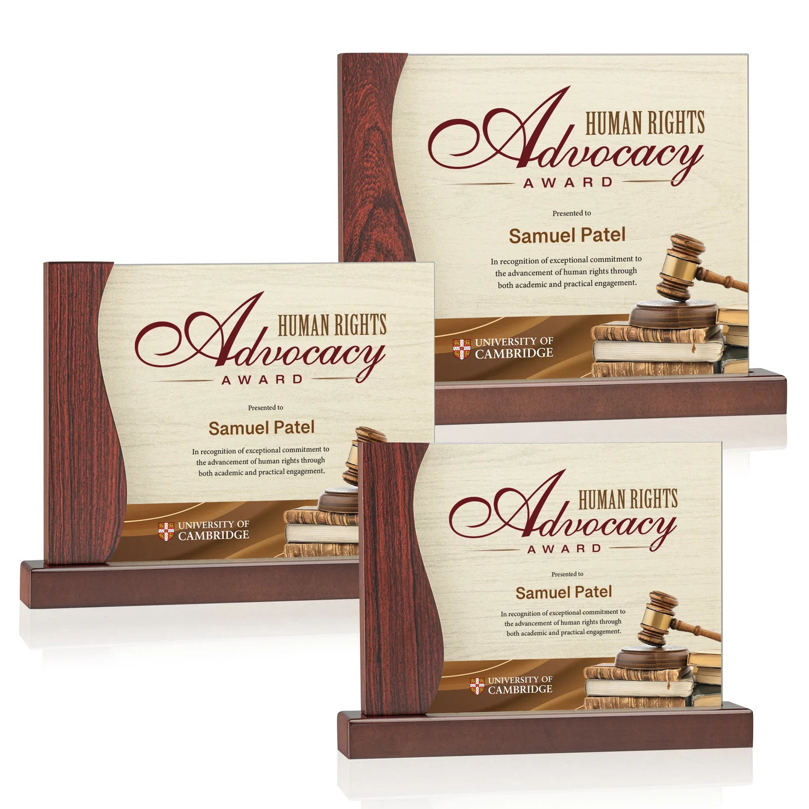 Custom Acrylic Panel Award in Rosewood or White Frame for employee recognition