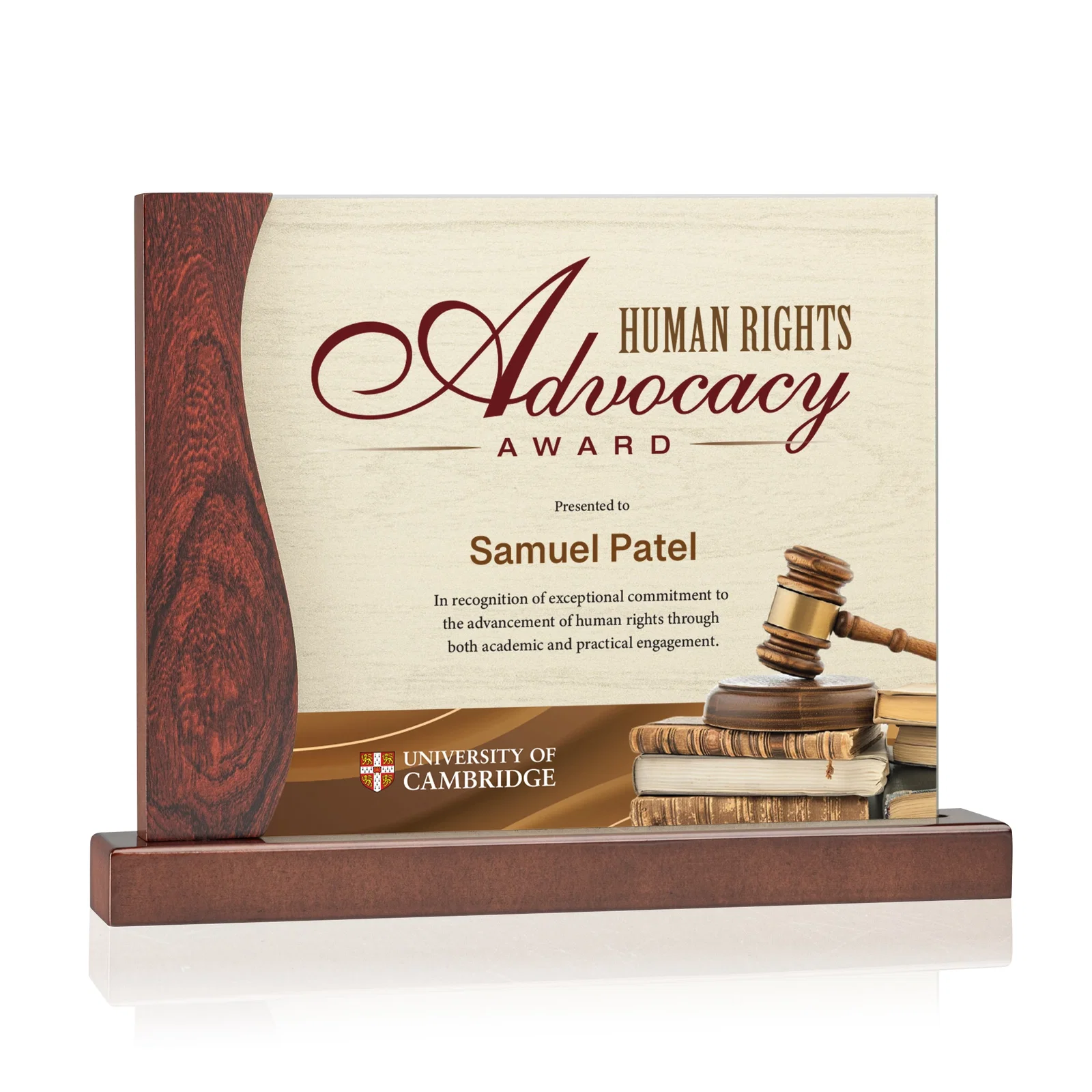Custom Acrylic Panel Award in Rosewood or White Frame for sales achievement awards