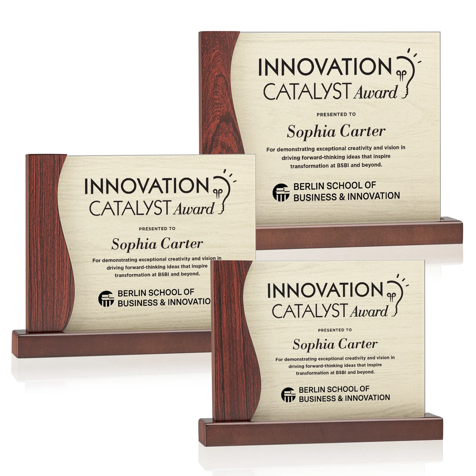 Custom Acrylic Panel Award in Rosewood or White Frame for team milestone celebrations