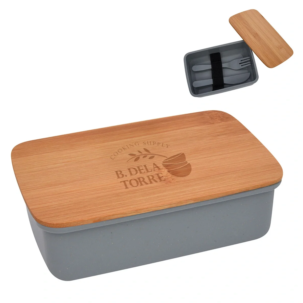 Lunch container topped with a natural bamboo lid