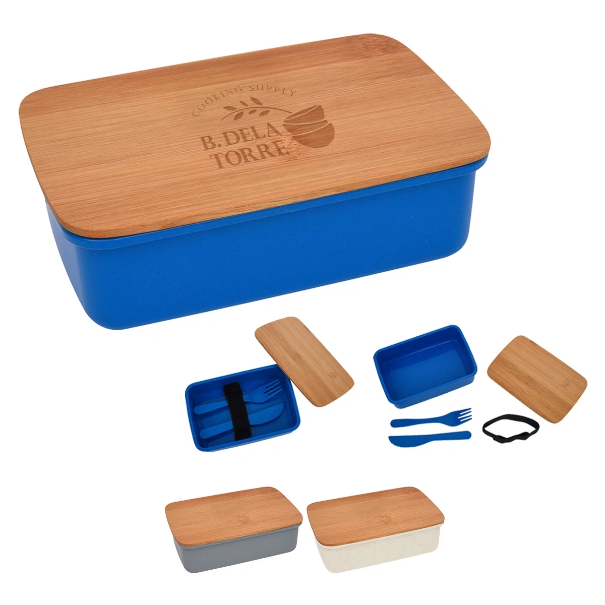 Blue base paired with the bamboo cover