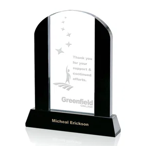 Black and Clear Optical Crystal Award with Arched Top