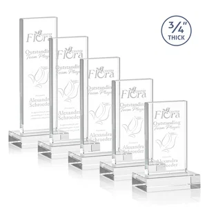 Clear Optical Crystal Tower Award on Thick Matching Base