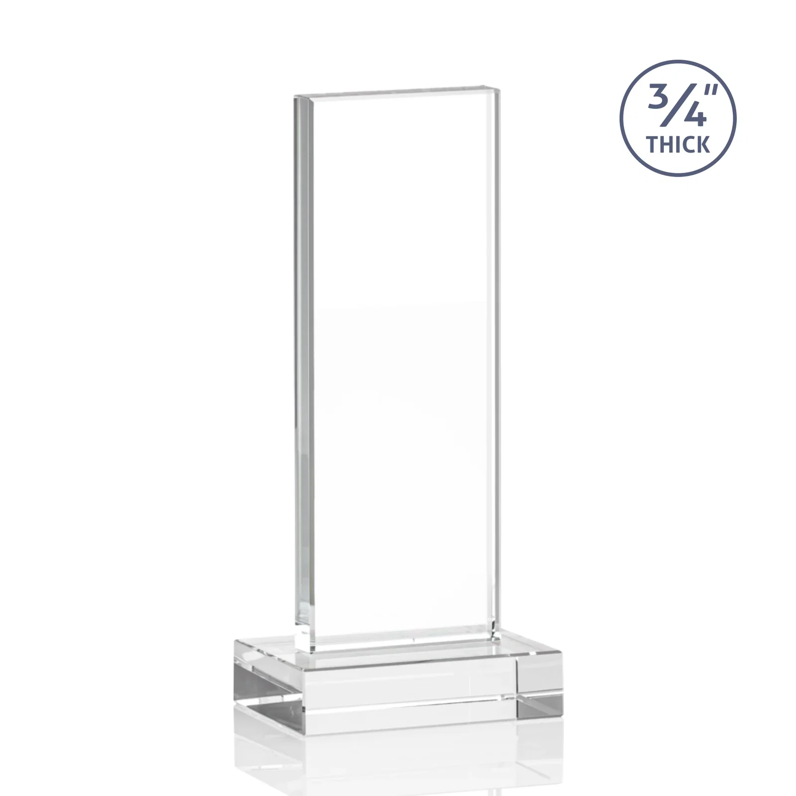 Personalized Clear Optical Crystal Tower Award on Thick Matching Base, with your logo for sales achievement awards