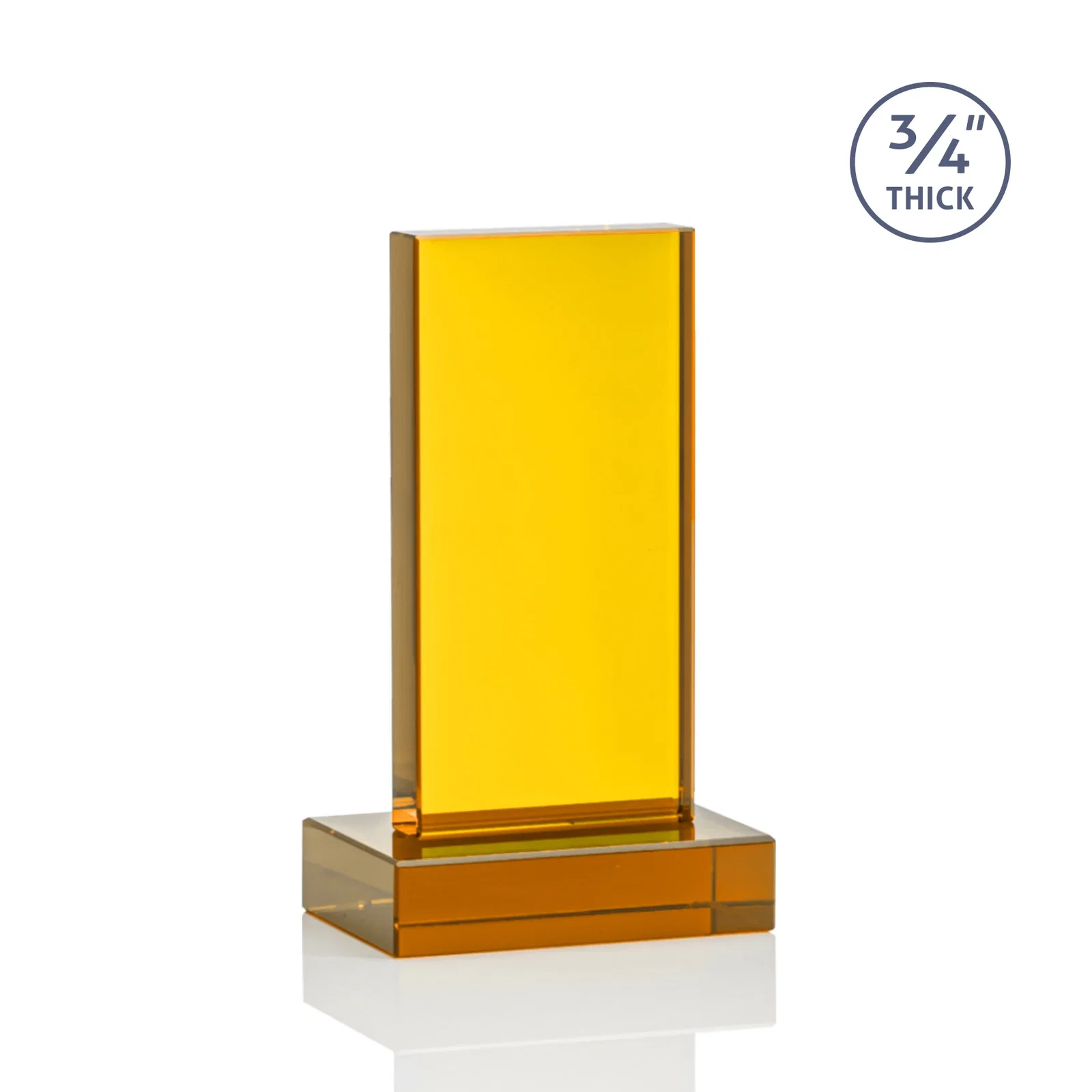 Personalized Clear Optical Crystal Tower Award on Thick Matching Base, with your logo for donor appreciation