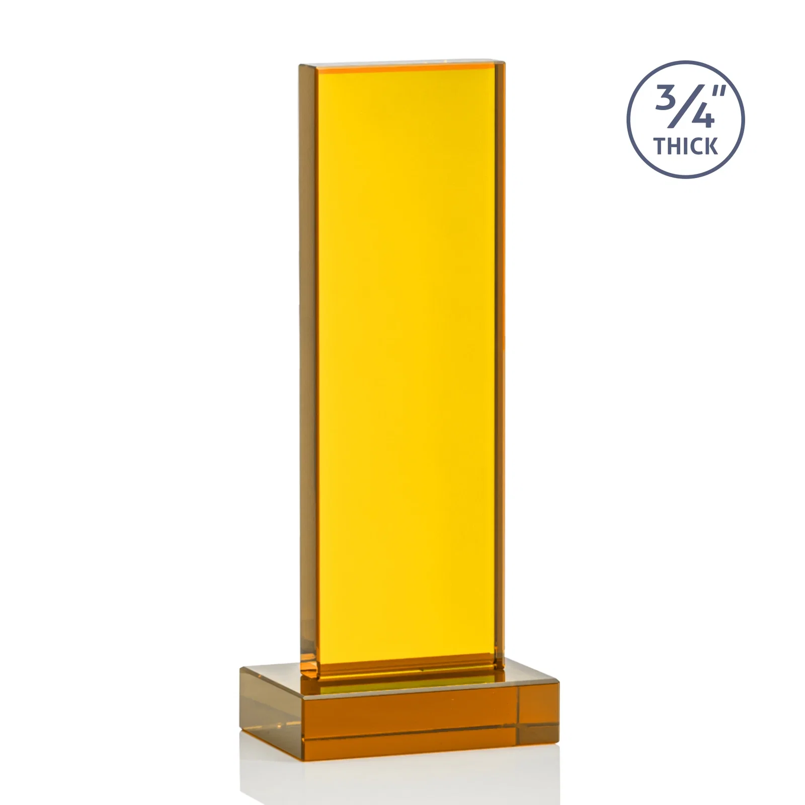 Personalized Clear Optical Crystal Tower Award on Thick Matching Base, with your logo for volunteer appreciation
