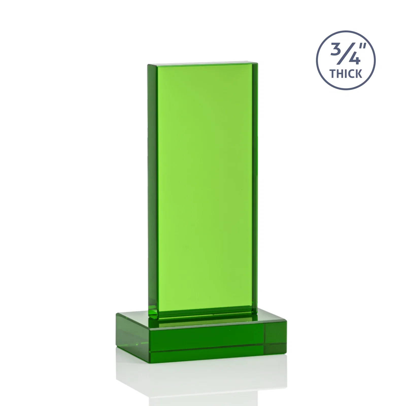 Promotional Clear Optical Crystal Tower Award on Thick Matching Base, with your logo for employee recognition