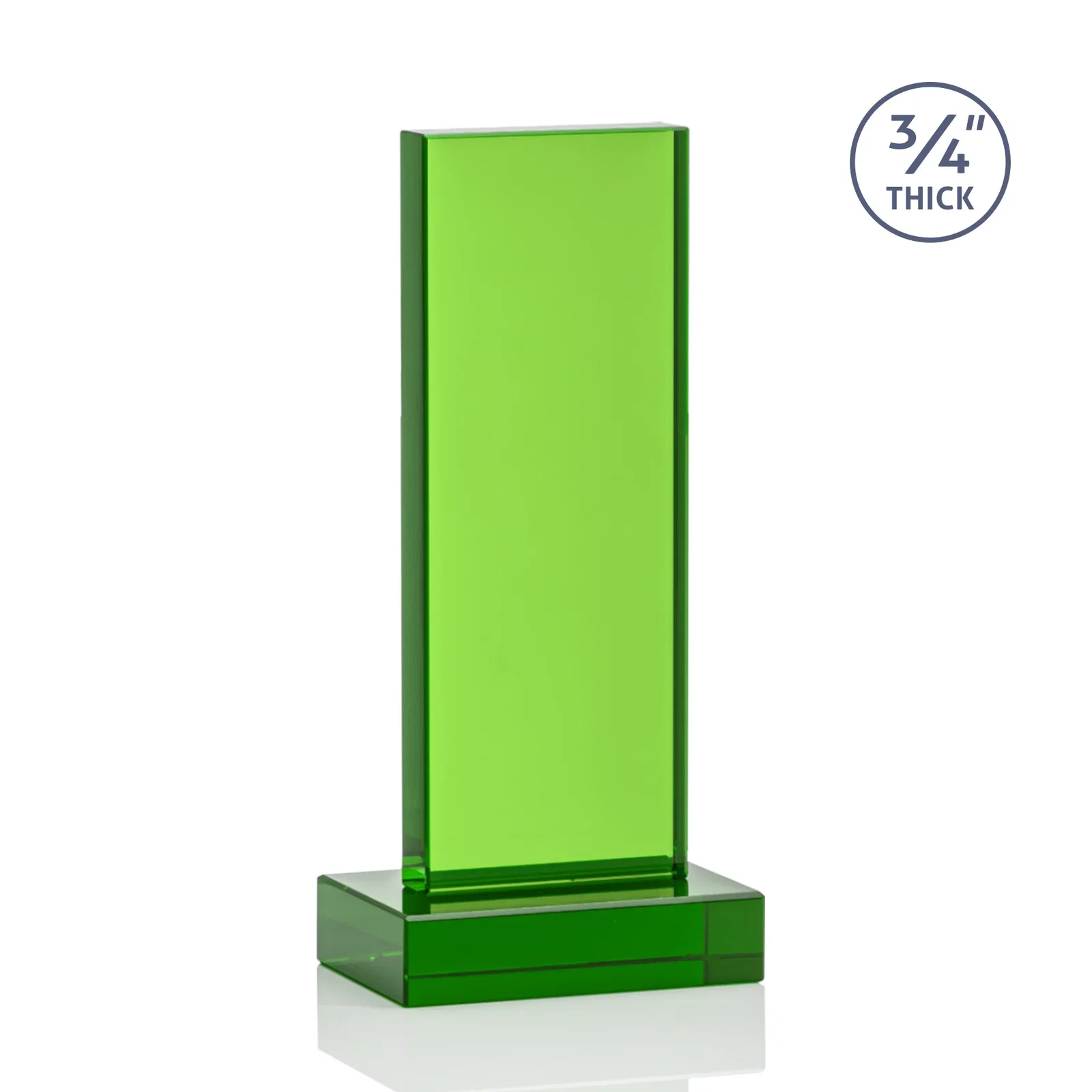 Promotional Clear Optical Crystal Tower Award on Thick Matching Base, with your logo for corporate award ceremonies