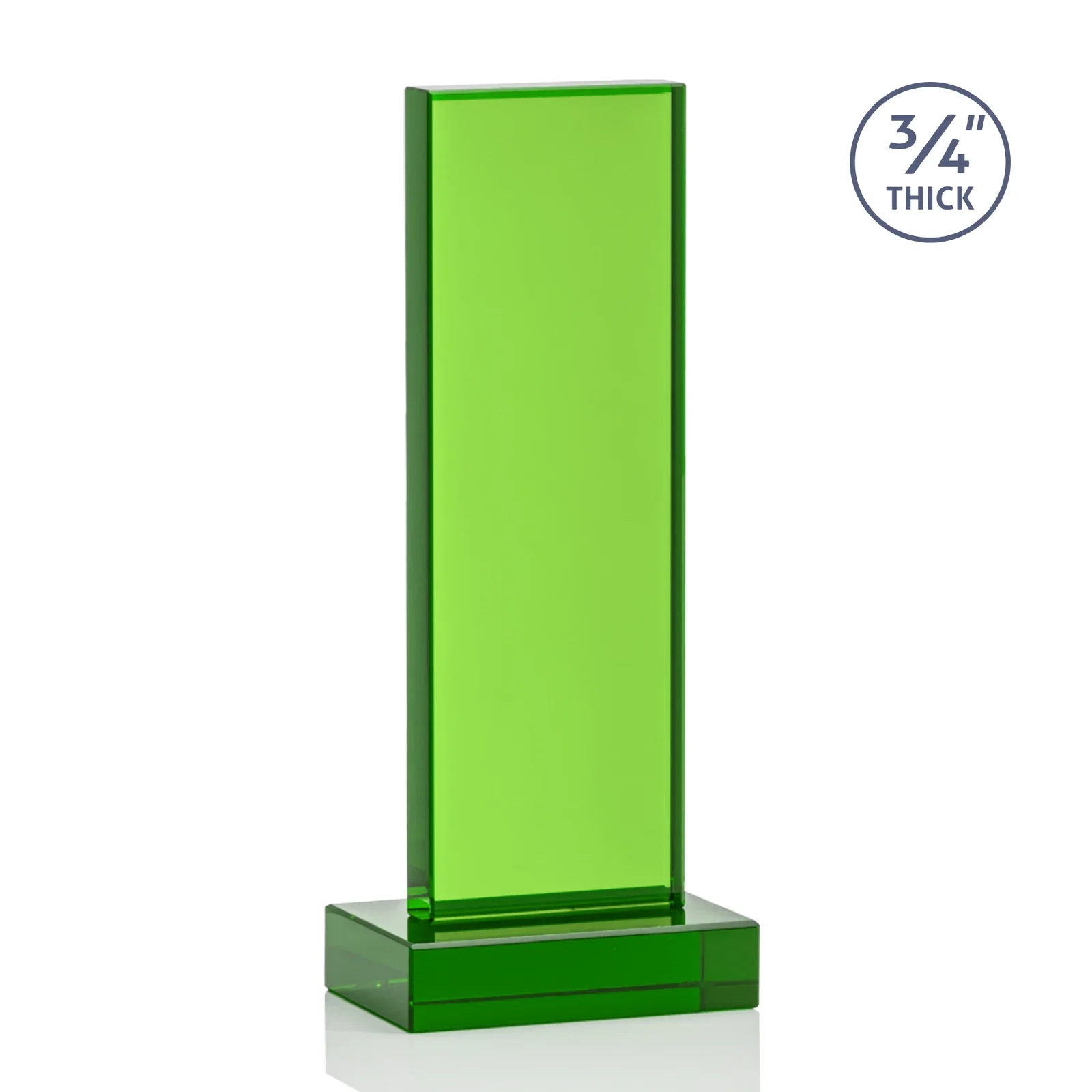 Promotional Clear Optical Crystal Tower Award on Thick Matching Base, with your logo for service anniversary gifts