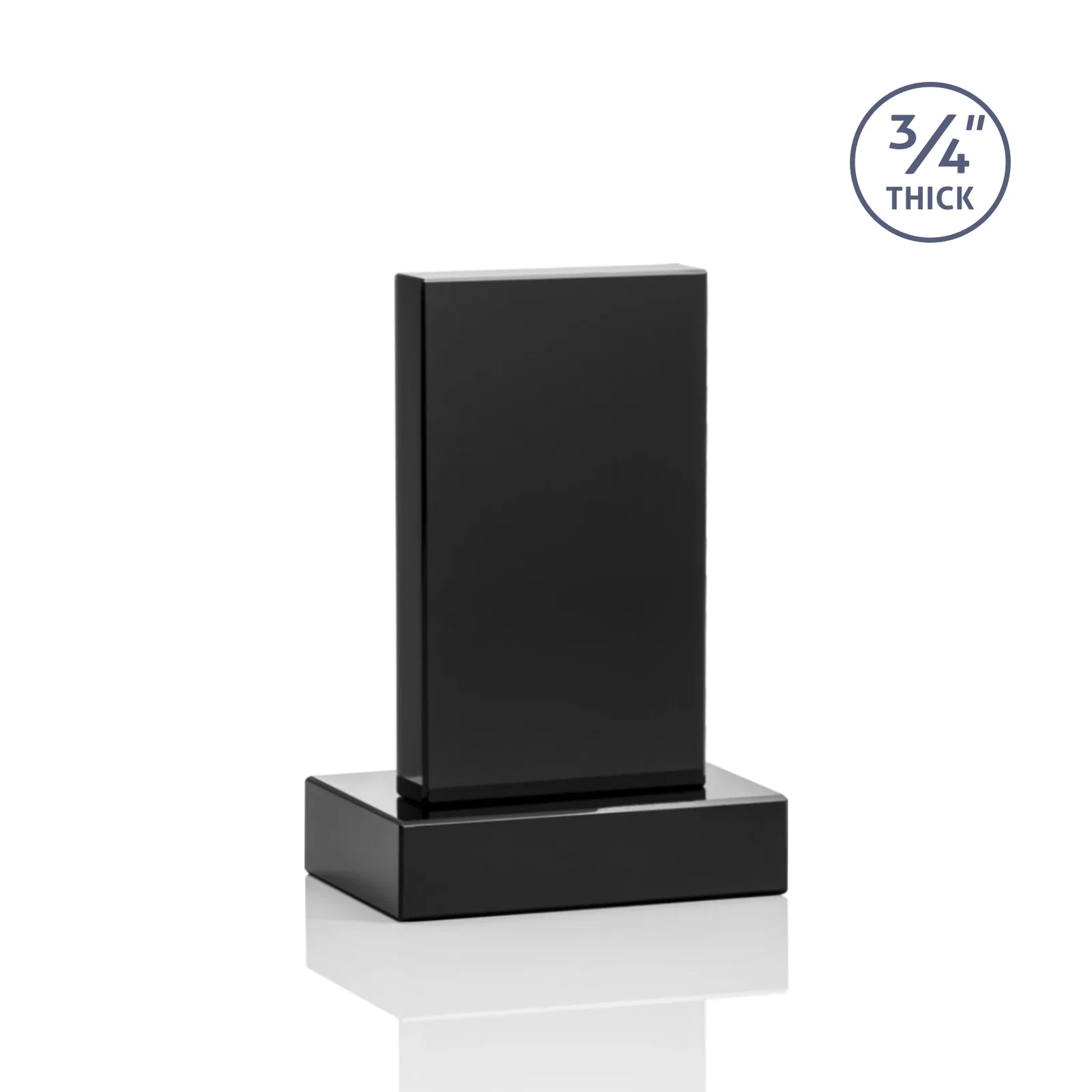 Promotional Clear Optical Crystal Tower Award on Thick Matching Base, with your logo for sales achievement awards
