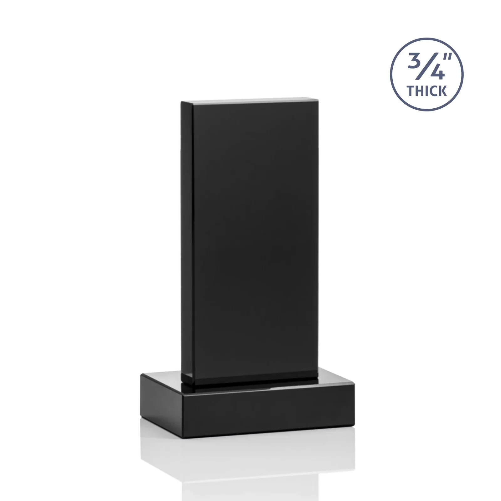Promotional Clear Optical Crystal Tower Award on Thick Matching Base, with your logo for retirement presentations
