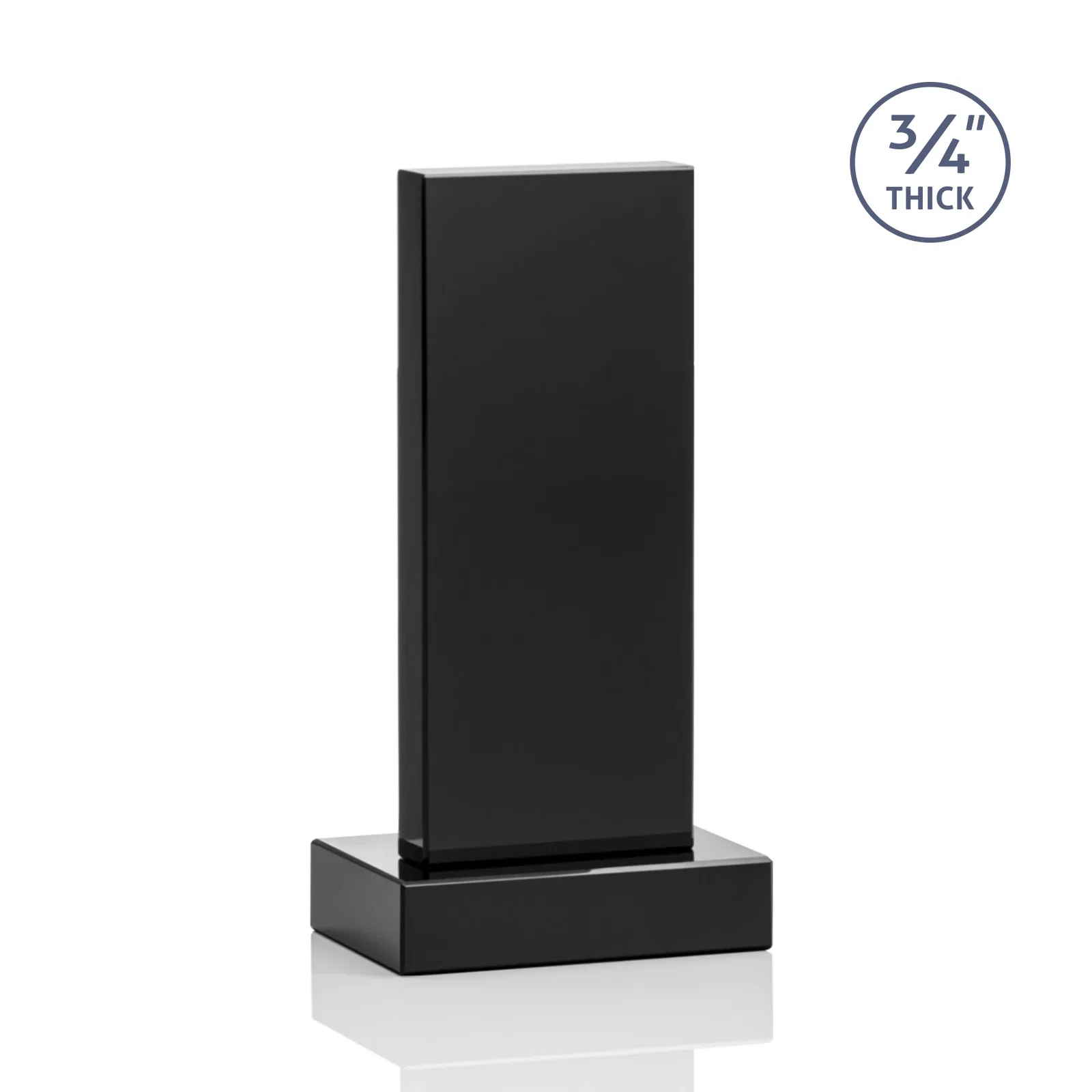 Promotional Clear Optical Crystal Tower Award on Thick Matching Base, with your logo for team milestone celebrations