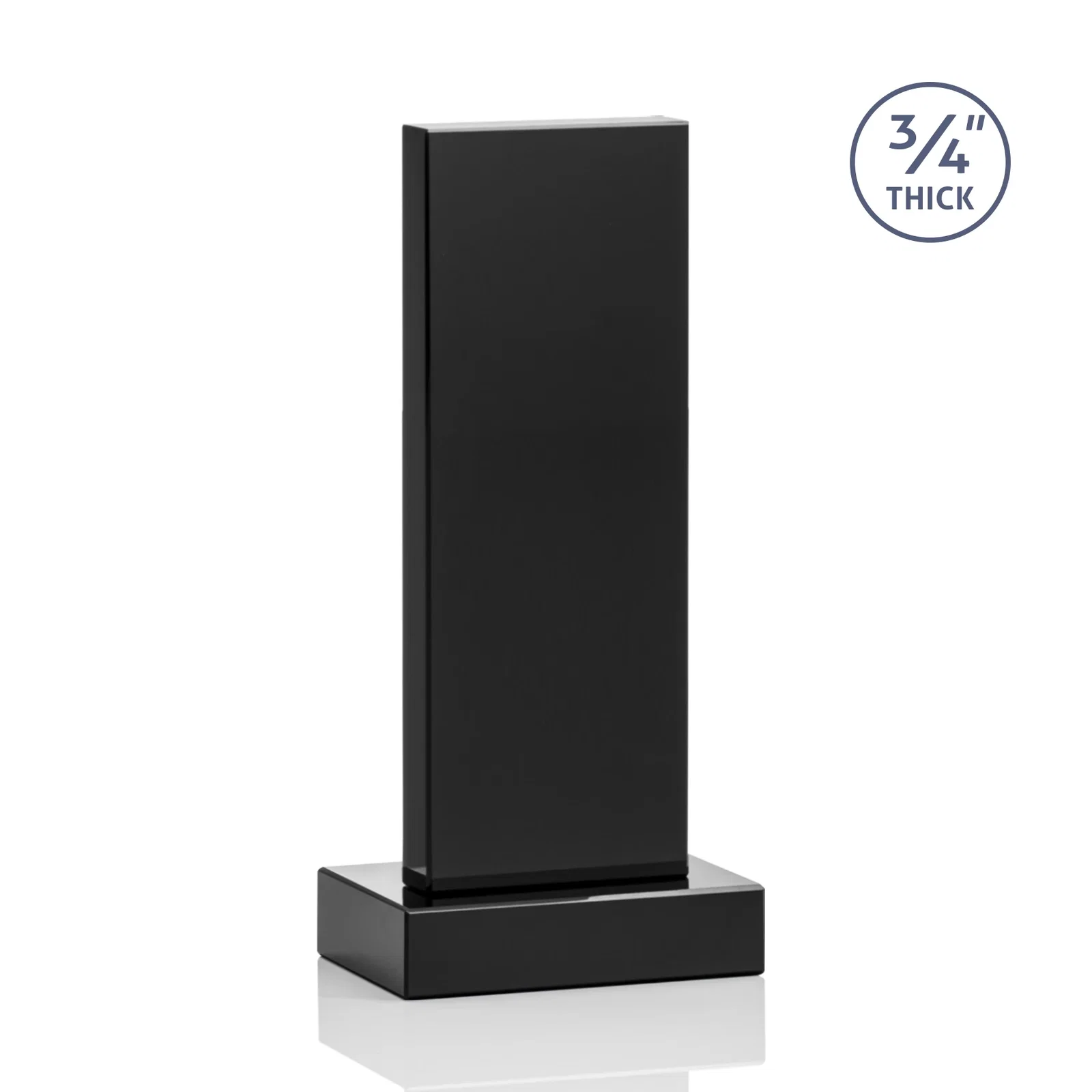 Promotional Clear Optical Crystal Tower Award on Thick Matching Base, with your logo for donor appreciation
