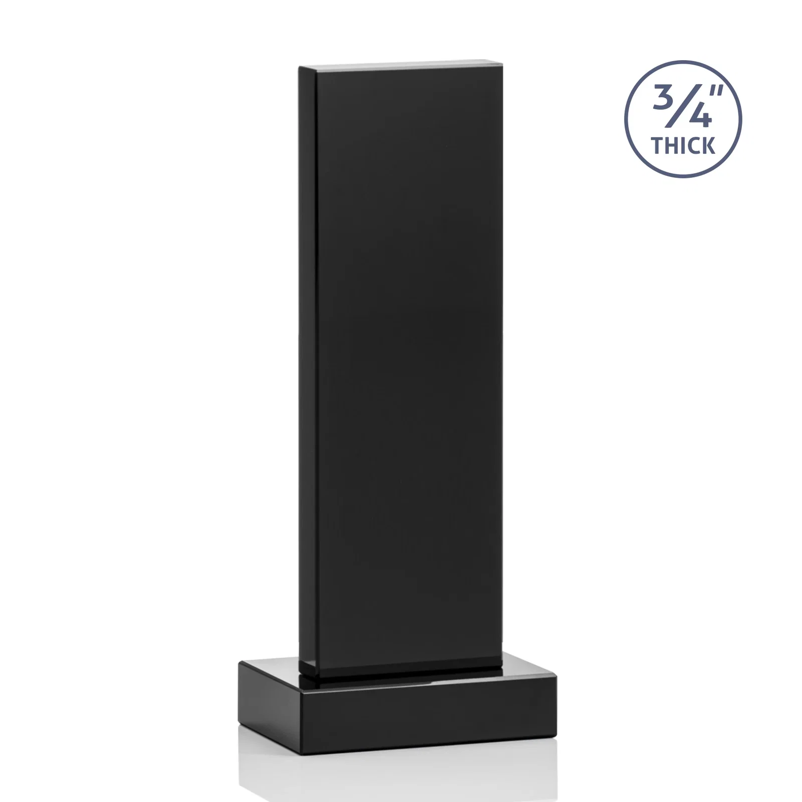 Promotional Clear Optical Crystal Tower Award on Thick Matching Base, with your logo for graduation ceremonies