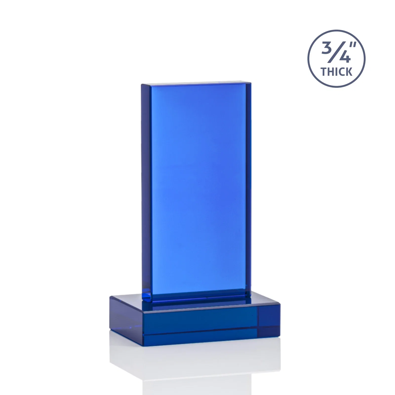Promotional Clear Optical Crystal Tower Award on Thick Matching Base, with your logo for volunteer appreciation