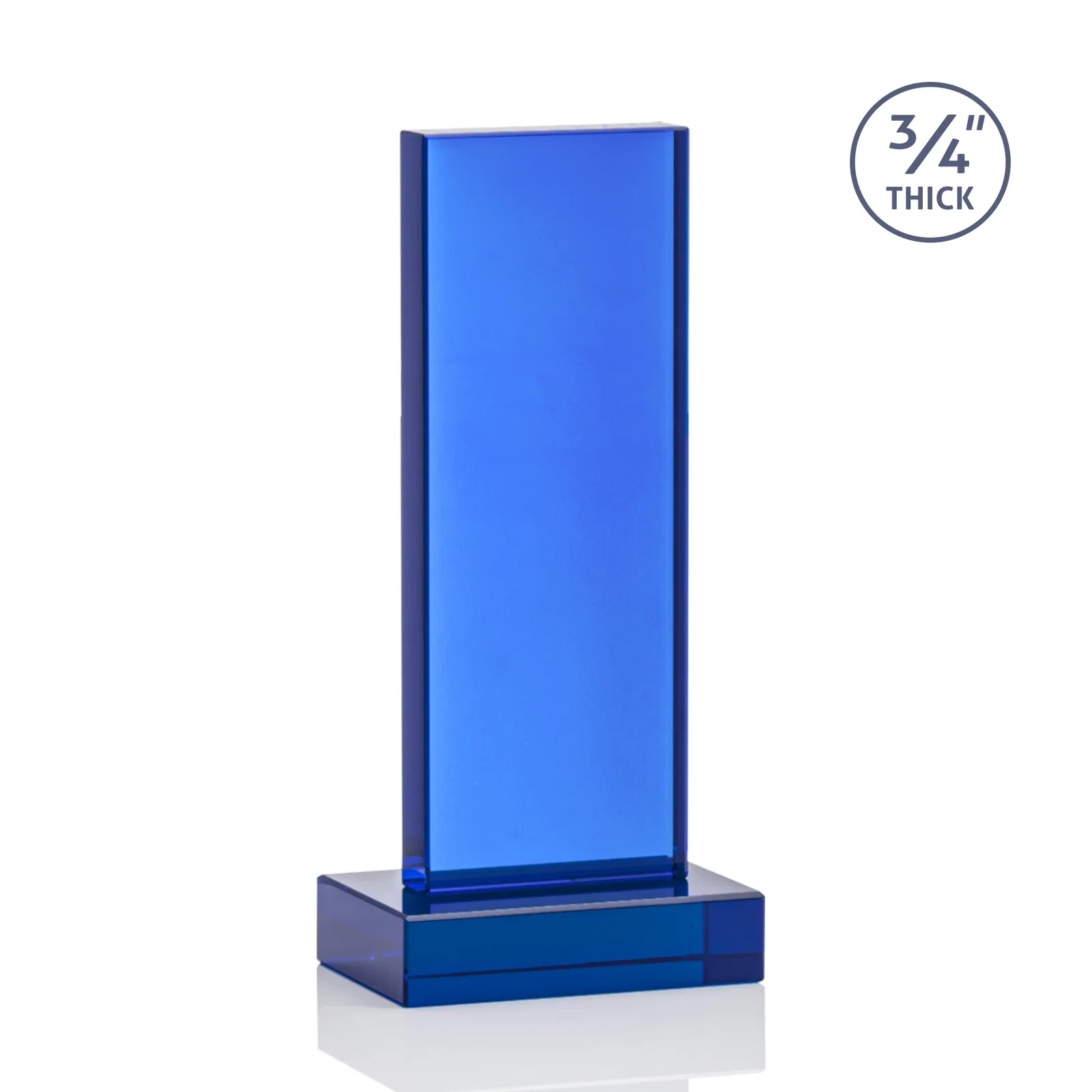 Promotional Clear Optical Crystal Tower Award on Thick Matching Base, with your logo for company anniversary events