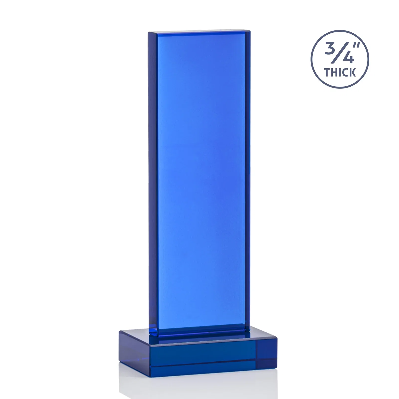 Branded Clear Optical Crystal Tower Award on Thick Matching Base, with your logo for employee recognition