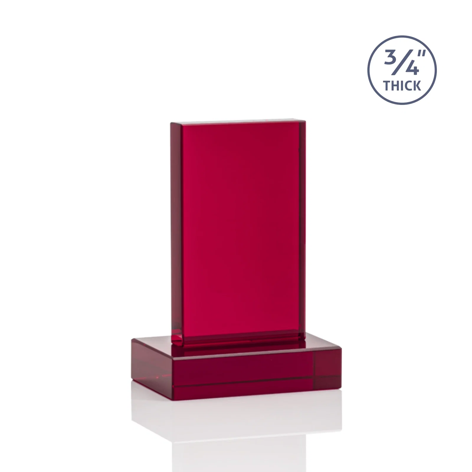 Branded Clear Optical Crystal Tower Award on Thick Matching Base, with your logo for corporate award ceremonies