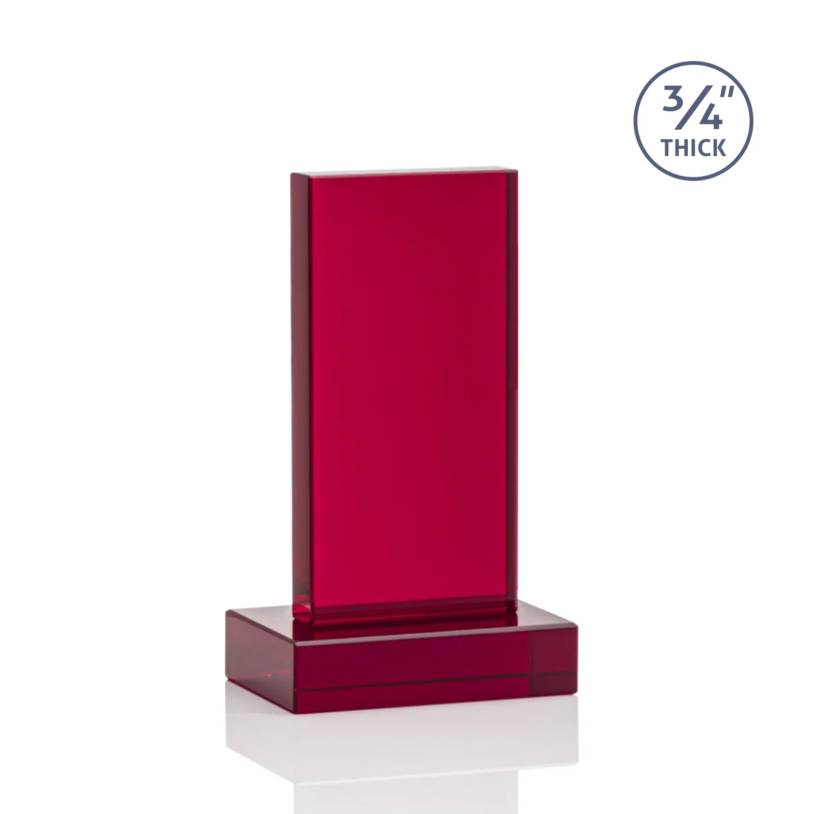 Branded Clear Optical Crystal Tower Award on Thick Matching Base, with your logo for service anniversary gifts
