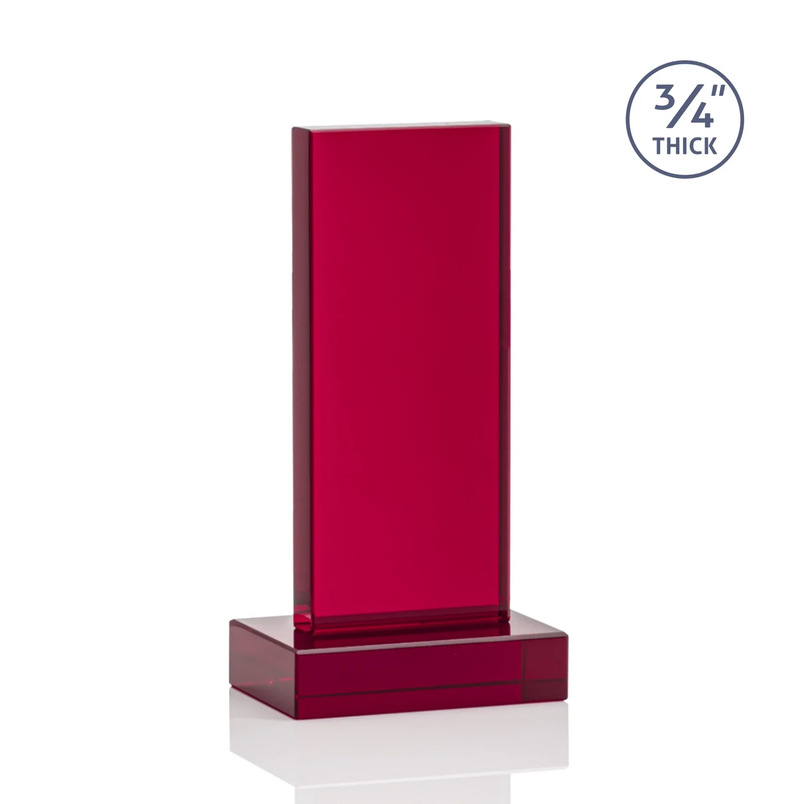 Branded Clear Optical Crystal Tower Award on Thick Matching Base, with your logo for sales achievement awards