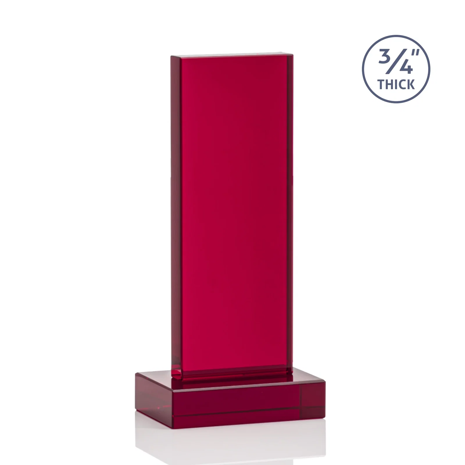 Branded Clear Optical Crystal Tower Award on Thick Matching Base, with your logo for retirement presentations