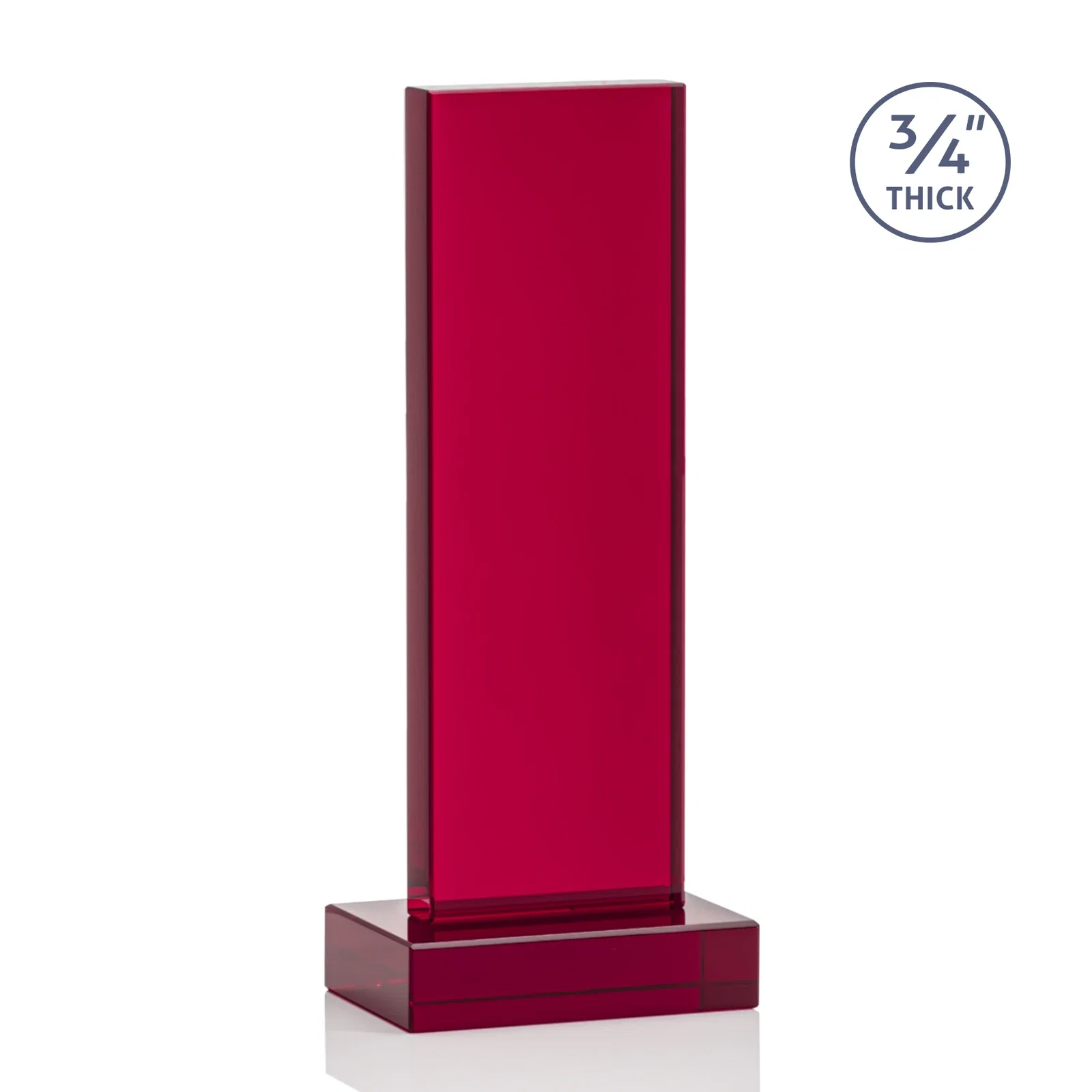 Branded Clear Optical Crystal Tower Award on Thick Matching Base, with your logo for team milestone celebrations