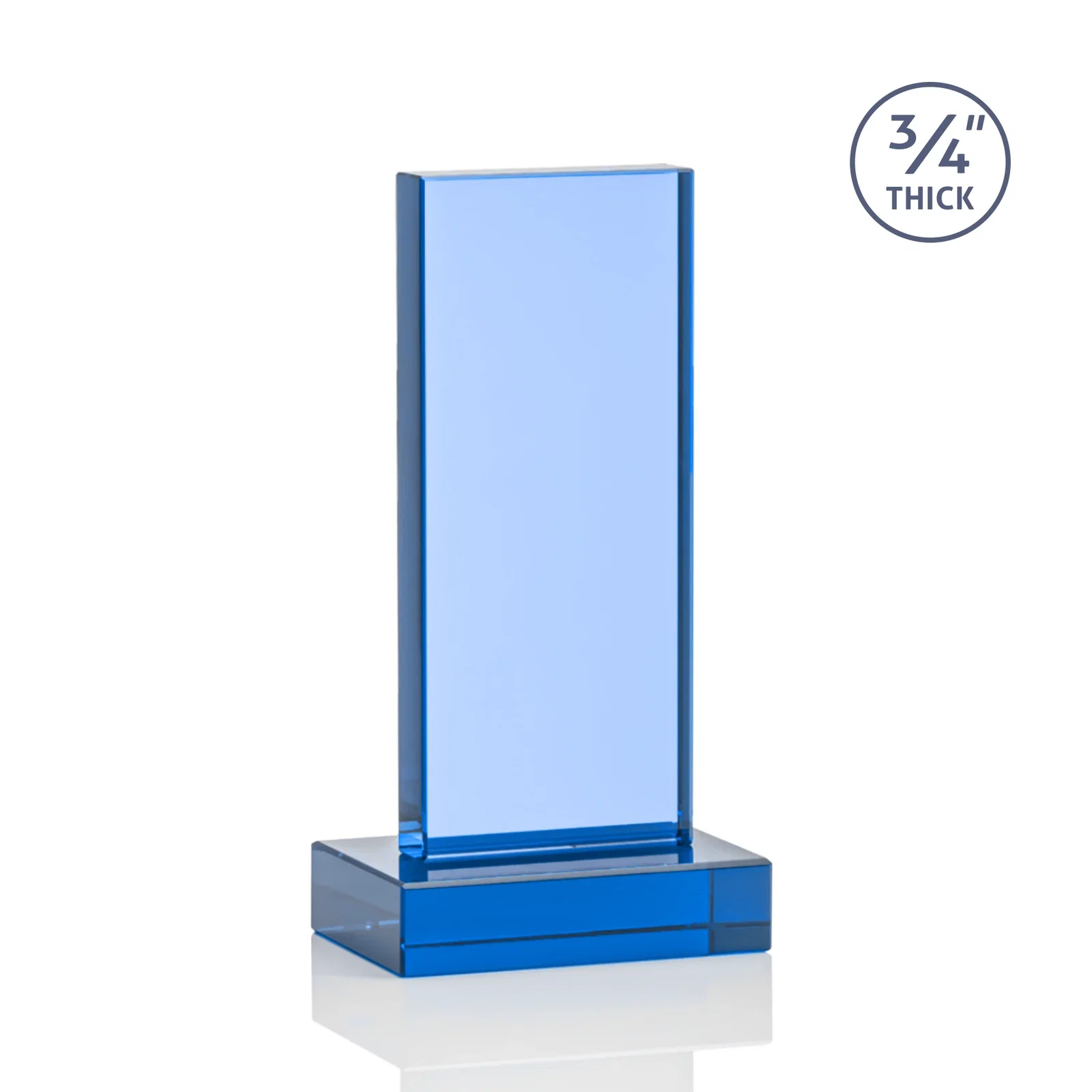 Branded Clear Optical Crystal Tower Award on Thick Matching Base, with your logo for safety achievement programs