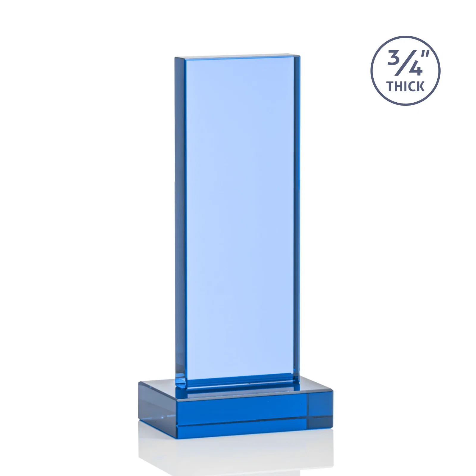 Branded Clear Optical Crystal Tower Award on Thick Matching Base, with your logo for volunteer appreciation
