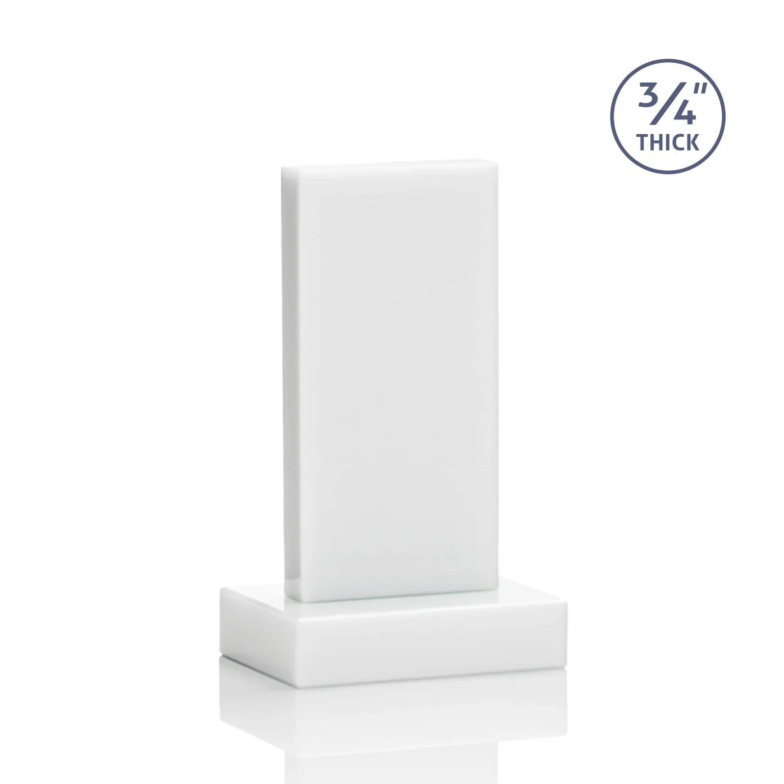 Custom printed Clear Optical Crystal Tower Award on Thick Matching Base, with your logo for employee recognition