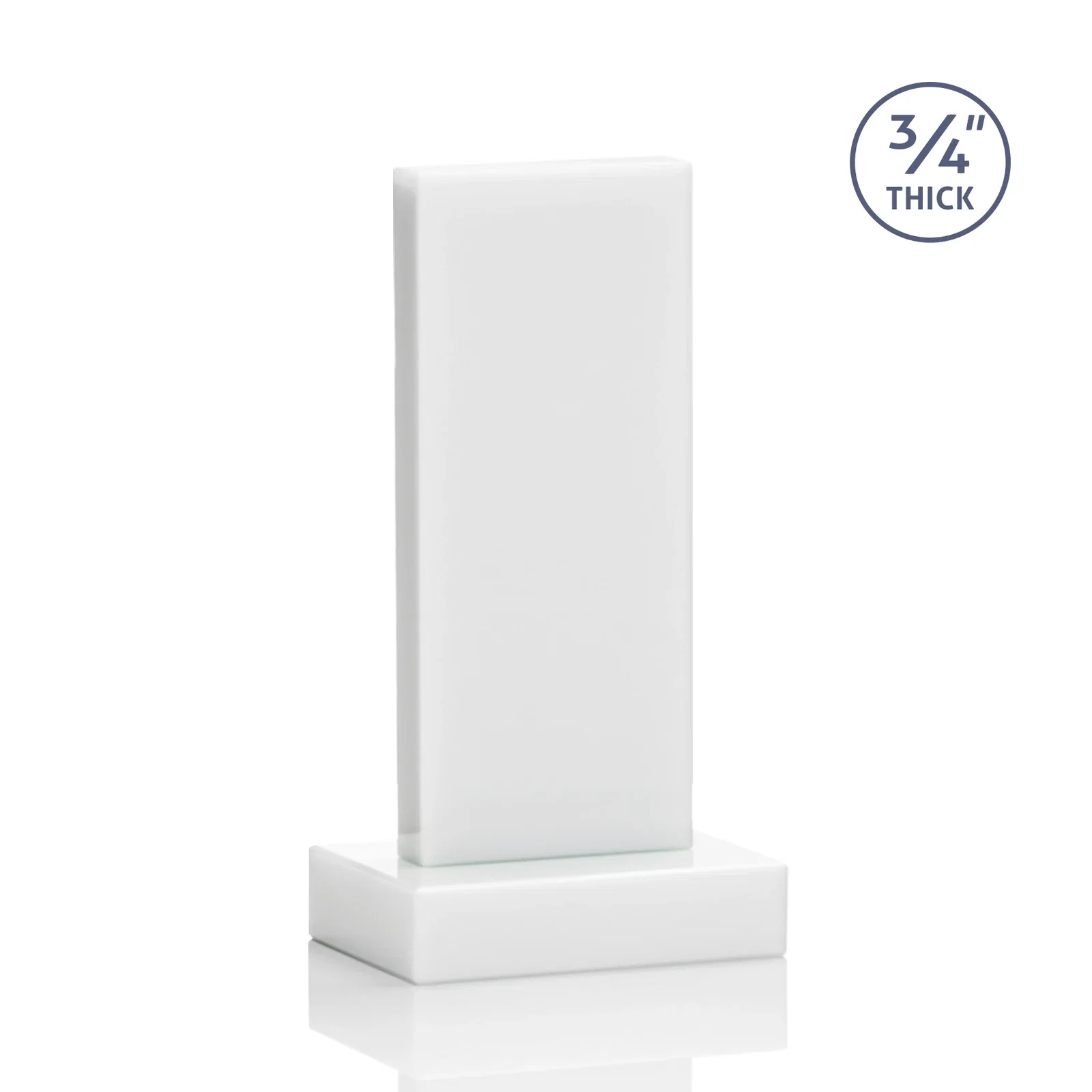 Custom printed Clear Optical Crystal Tower Award on Thick Matching Base, with your logo for corporate award ceremonies
