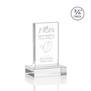 Clear Optical Crystal Tower Award on Thick Matching Base