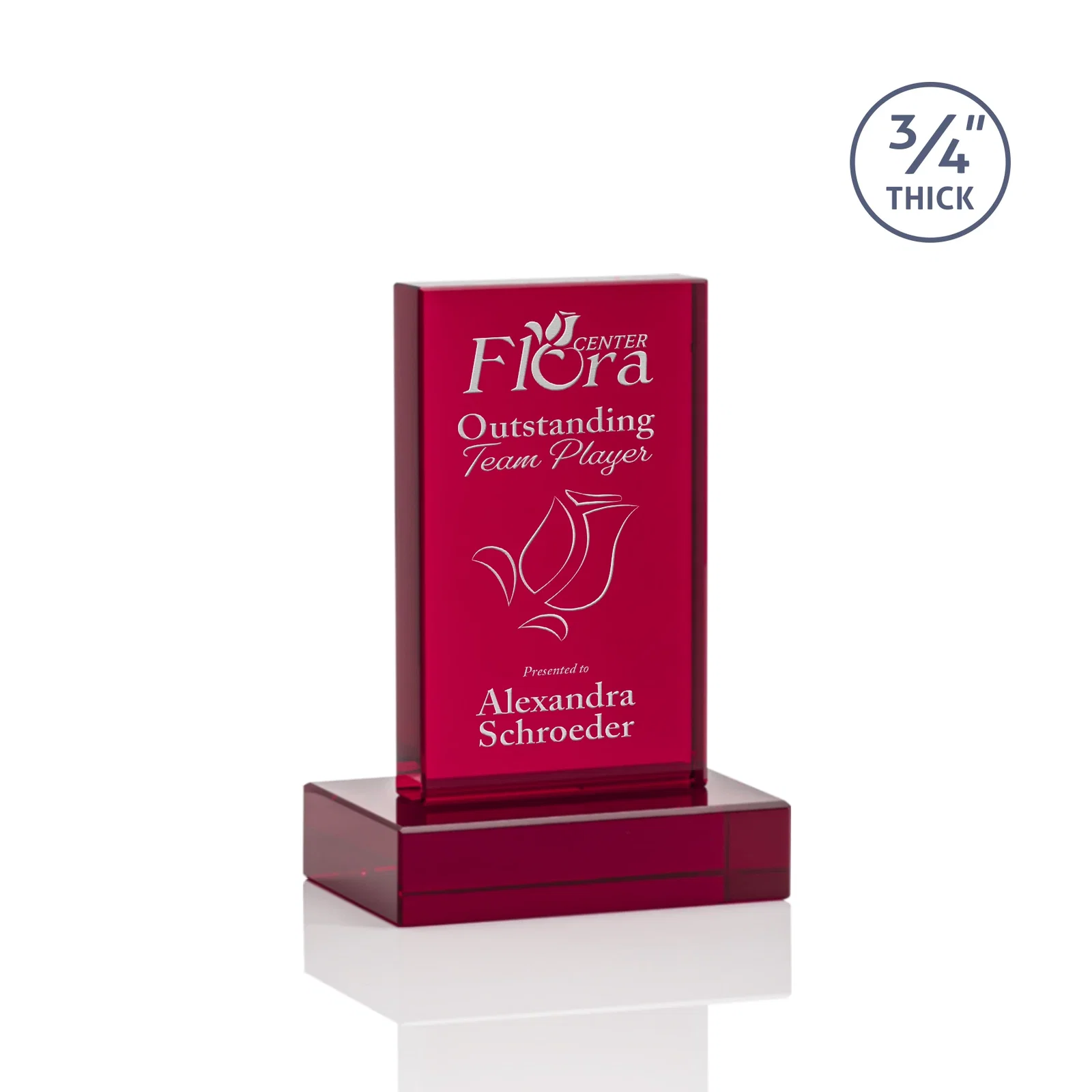 Promotional Clear Optical Crystal Tower Award on Thick Matching Base for graduation ceremonies