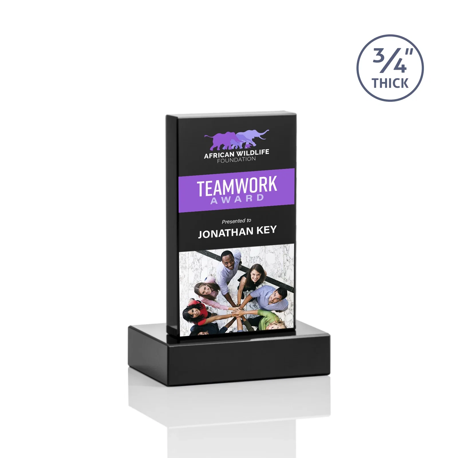 Customized Clear Optical Crystal Tower Award on Thick Matching Base for graduation ceremonies