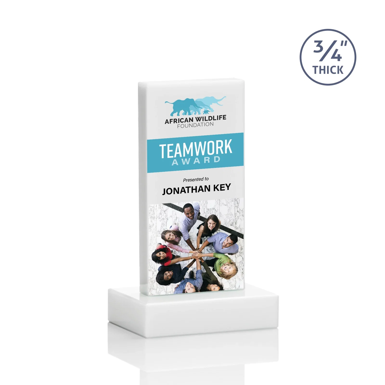 Custom Clear Optical Crystal Tower Award on Thick Matching Base, with your logo for safety achievement programs