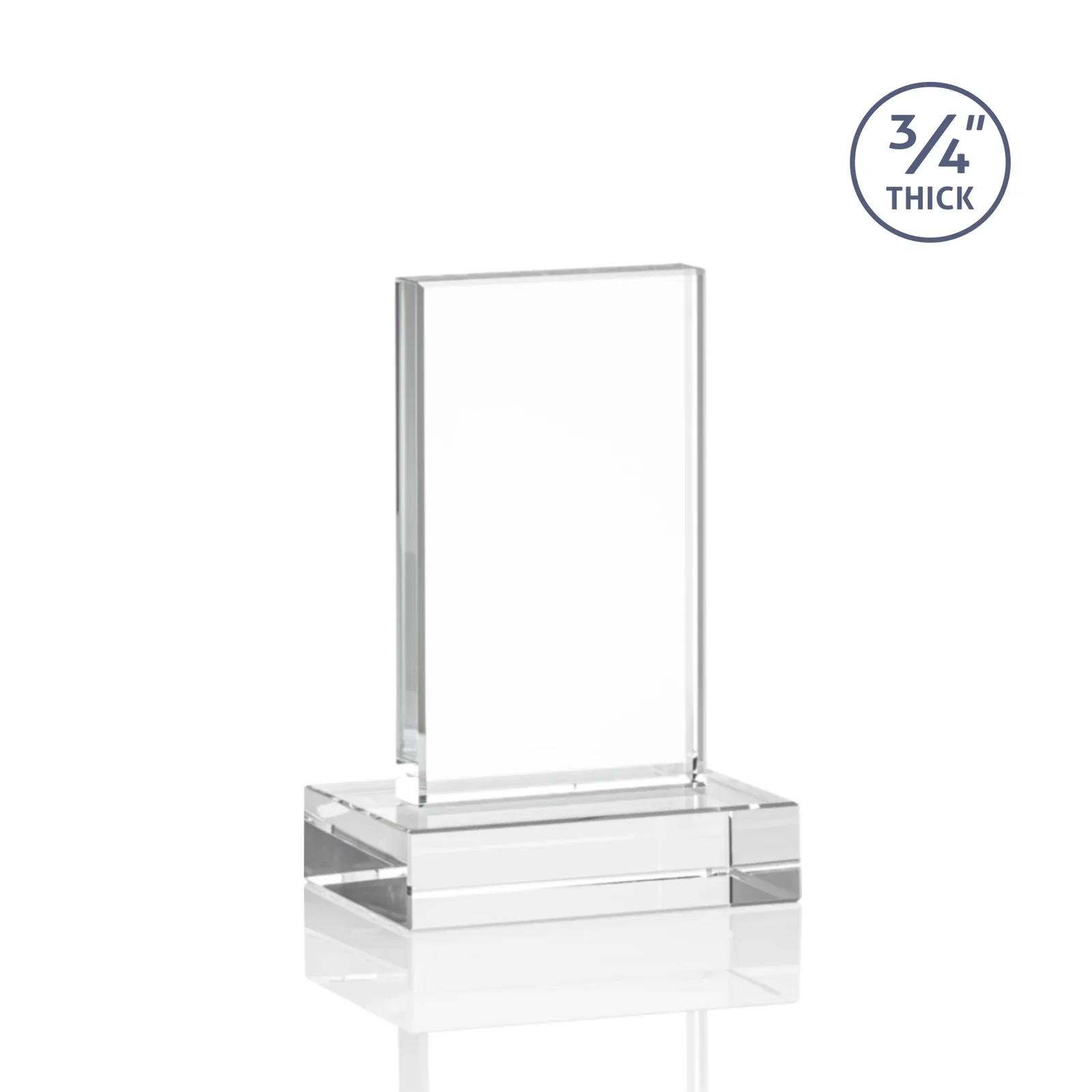 Personalized Clear Optical Crystal Tower Award on Thick Matching Base, with your logo for employee recognition
