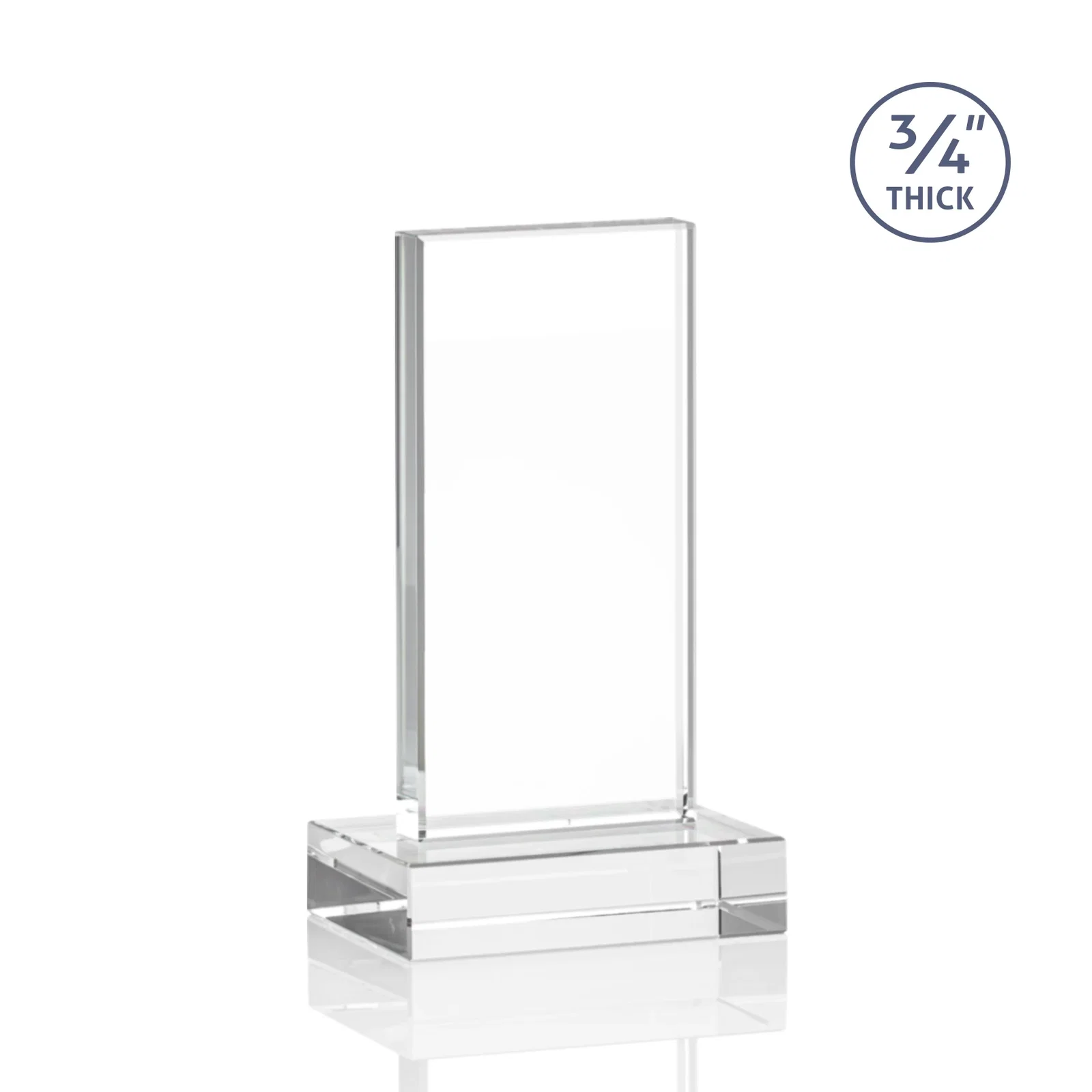 Personalized Clear Optical Crystal Tower Award on Thick Matching Base, with your logo for corporate award ceremonies