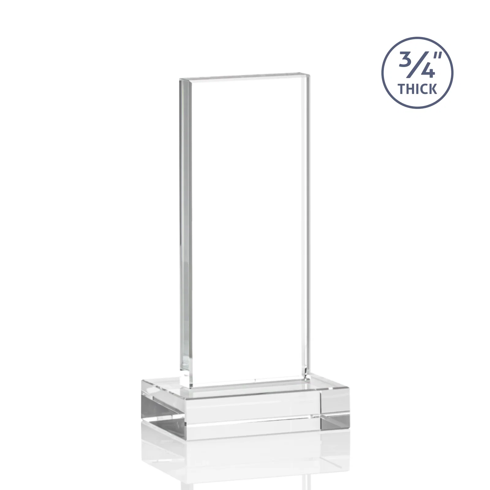 Personalized Clear Optical Crystal Tower Award on Thick Matching Base, with your logo for service anniversary gifts