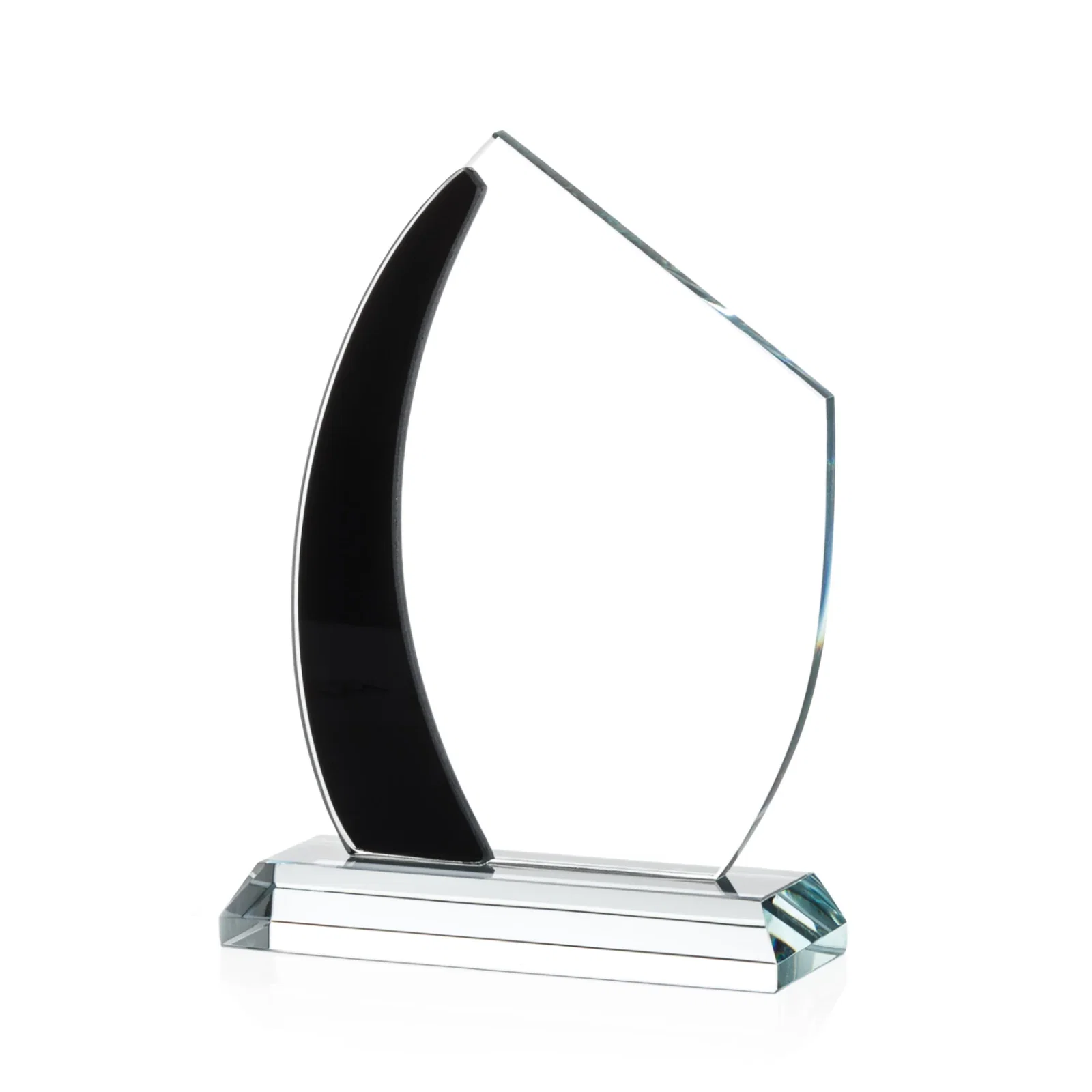 Personalized Starfire Crystal Teardrop Award With Curved Blue Accent, awards for graduation ceremonies