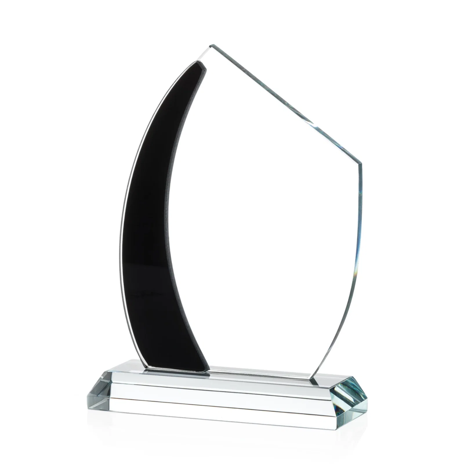 Personalized Starfire Crystal Teardrop Award With Curved Blue Accent, awards for safety achievement programs