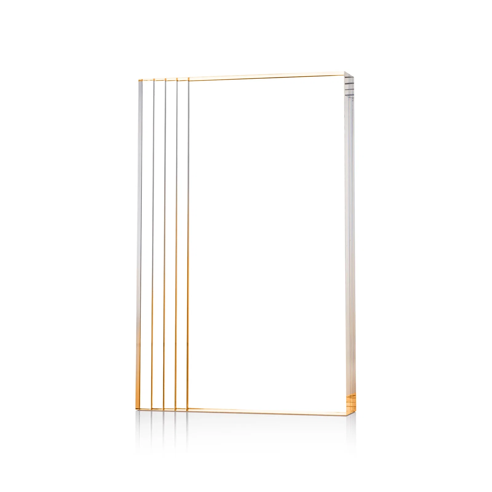 Promotional Tall Acrylic Rectangle Award With Stepped Edge on One Side for retirement presentations