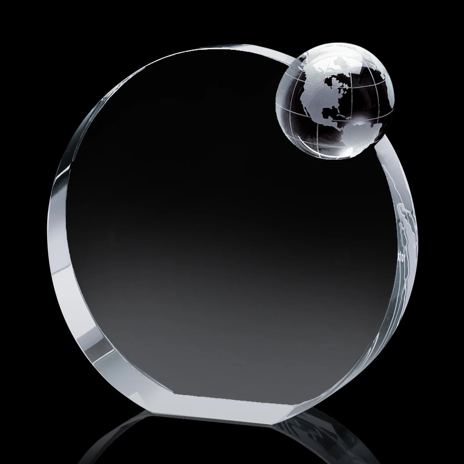 Custom Optical Crystal Award With Deep-Etched Globe Motif for corporate award ceremonies