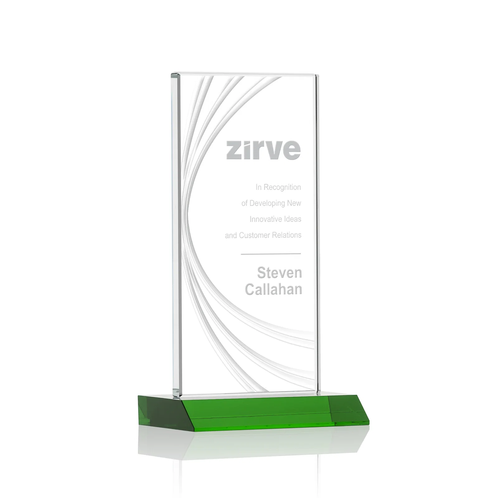 Custom Starfire Crystal Panel Award With Liquid-Crystal Accent Lines, awards for volunteer appreciation