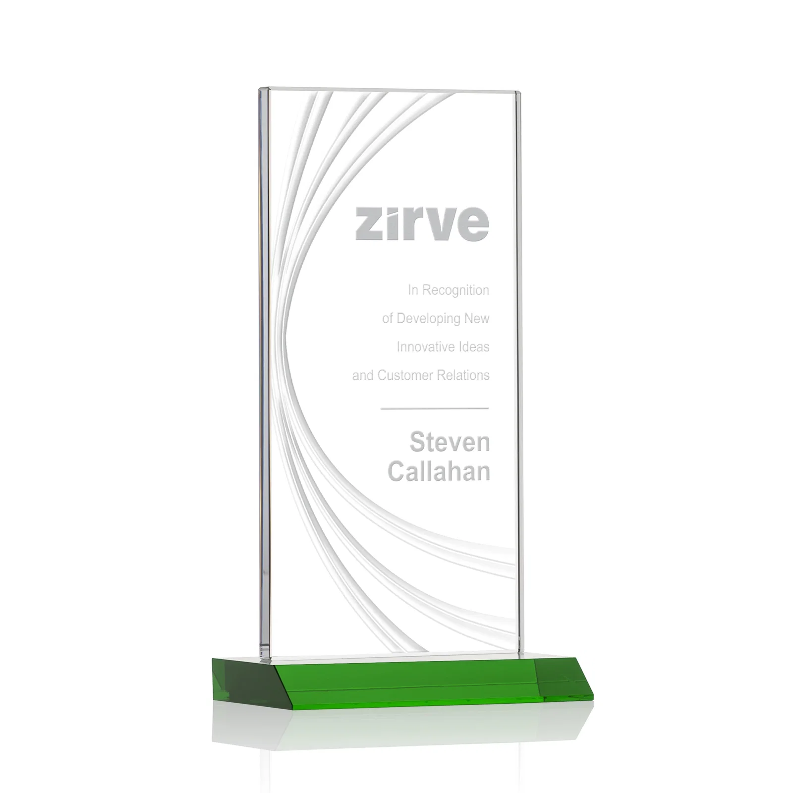 Custom Starfire Crystal Panel Award With Liquid-Crystal Accent Lines, awards for dealer and partner awards